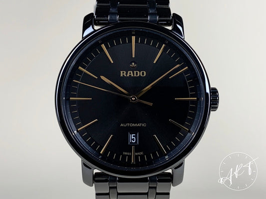 NEW Rado DiaMaster Black Dial Ceramic Automatic Watch 629.0073.3 in FULL SET