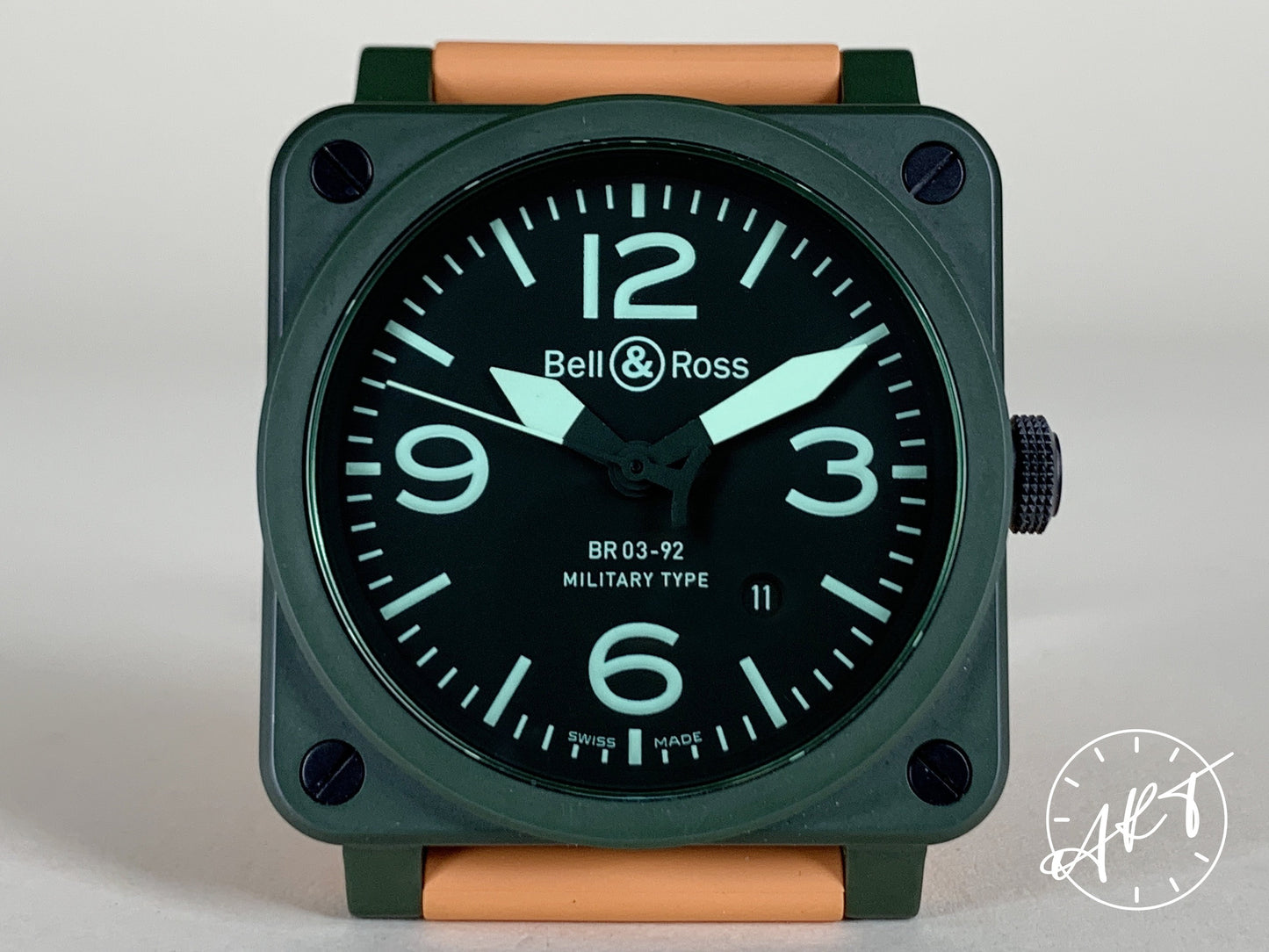 Bell & Ross Instruments Black Dial Military Green Ceramic Military Watch BR03-92-CK BP