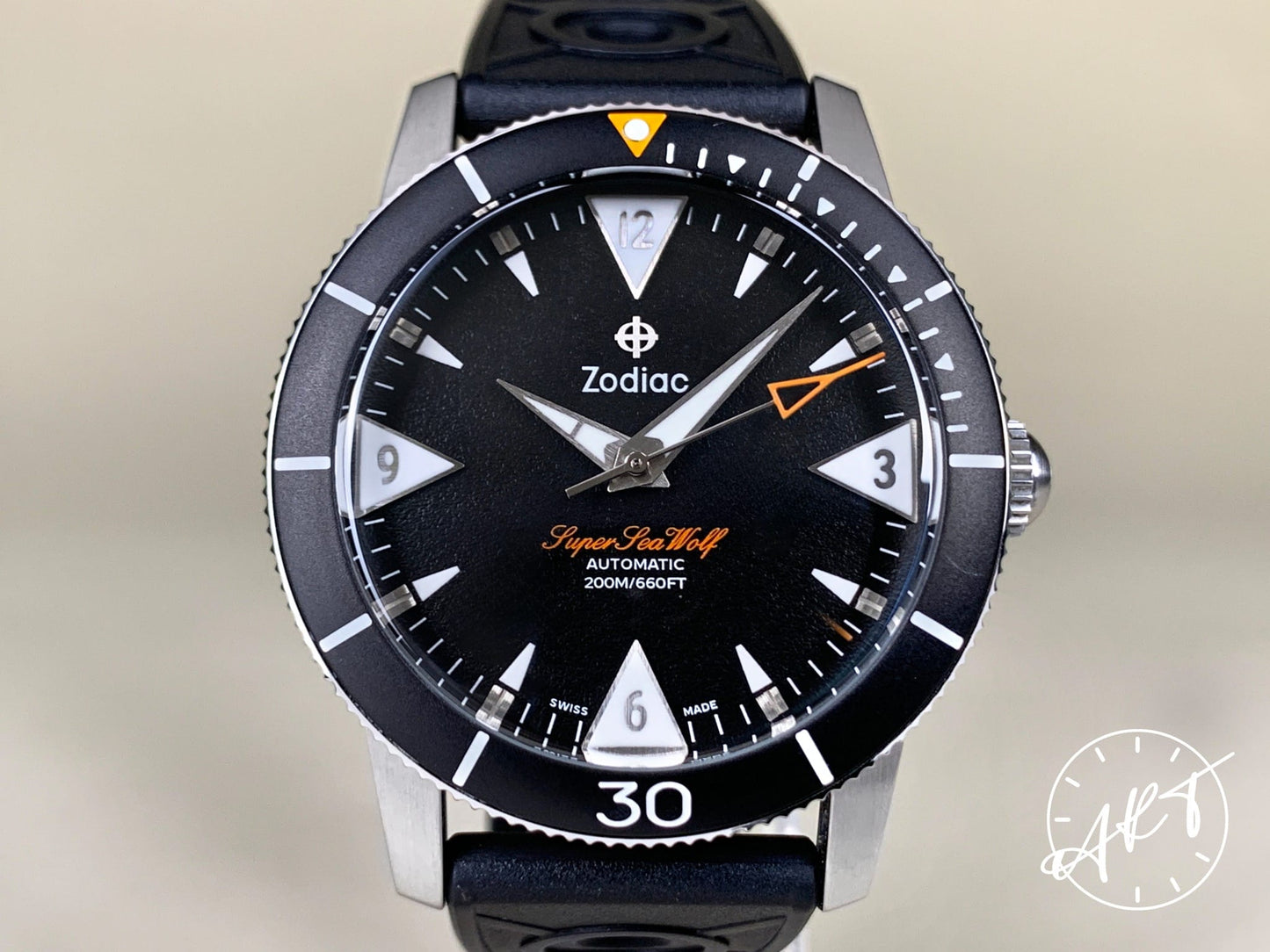 Zodiac Super Sea Wolf 53 Black Dial SS Auto 500 Pcs Ltd Diver Watch ZO9212 w/ BP