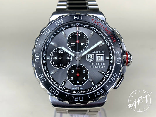 TAG Heuer Formula 1 Cal 16 Chronograph Gray Dial SS Auto Watch w/ B&P