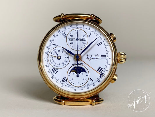 Auguste Reymond Triple Date Moonphase Chronograph White Dial 18K Gold Auto Watch