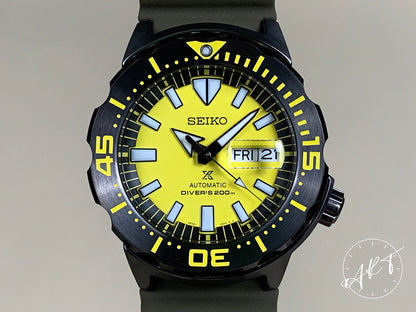 NEW Seiko Prospex Monster Yellow Dial Asia Special Ltd Watch SRPF35K1 BP