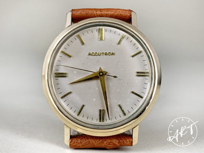 Vintage 1962 Accutron 214 Champagne Dial Gold 10K Gold Filled Tuning Fork Watch