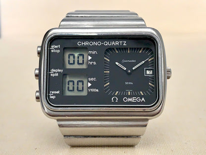 Vintage 1970s Omega Seamaster Chrono-Quartz Gorgeous Patina Stainless Steel Watch 396.0839