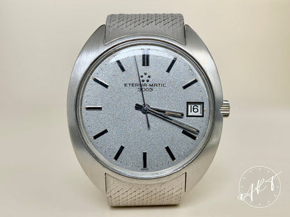 Vintage Eterna Matic 3003 Silver Dial 18K White Gold Automatic Watch