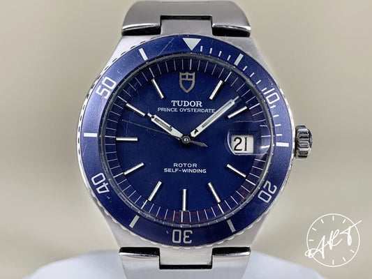 Vintage 1974 Tudor Prince OysterDate Blue Dial SS Auto Chrono-Time Watch 9121/1