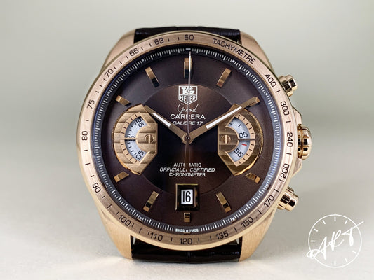 Tag Heuer Grand Carrera Chrono Chocolate Dial 18K RG 650 Pcs Ltd Watch CAV514C BP