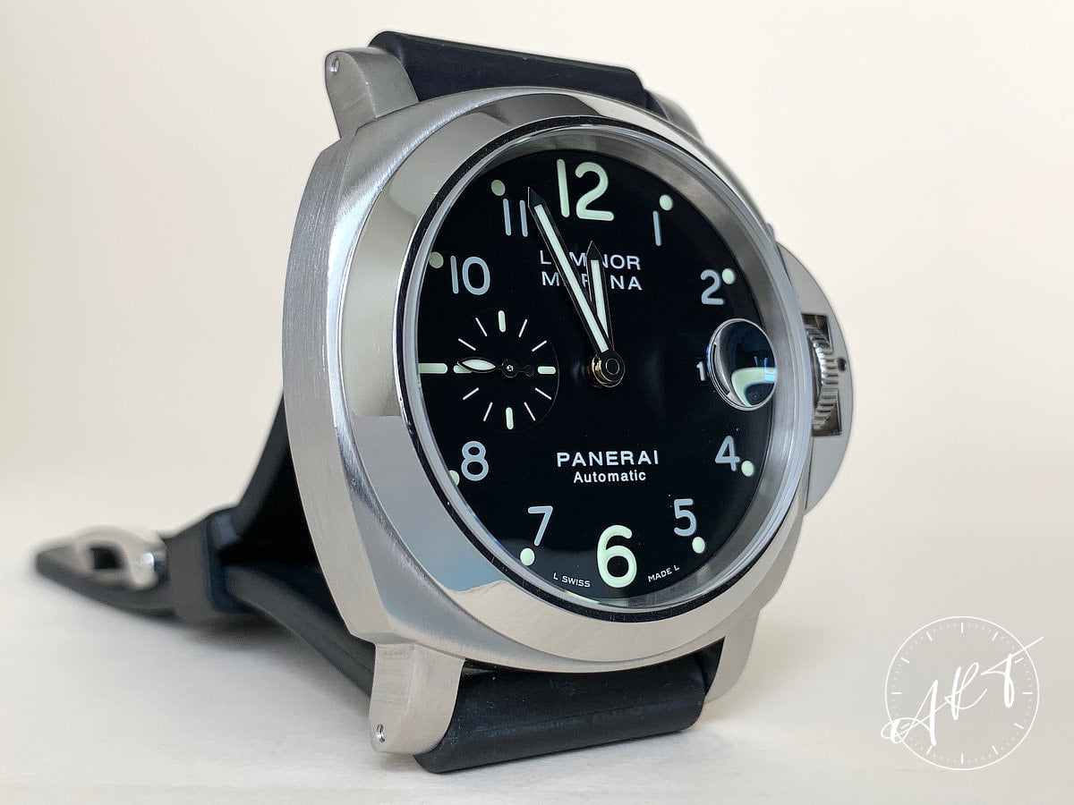 2004 Panerai PAM 164 Luminor Marina Black Dial Acciaio Auto Diver Watch PAM00164