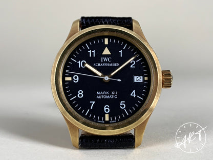 IWC Pilot Black Dial Gorgeous Patina Gold 18K Gold Auto Military Watch IW324103