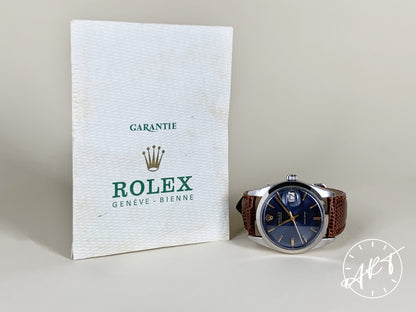 Vintage Rolex OysterDate Precision Blue Dial SS Manual Watch 6694 w/ Paper