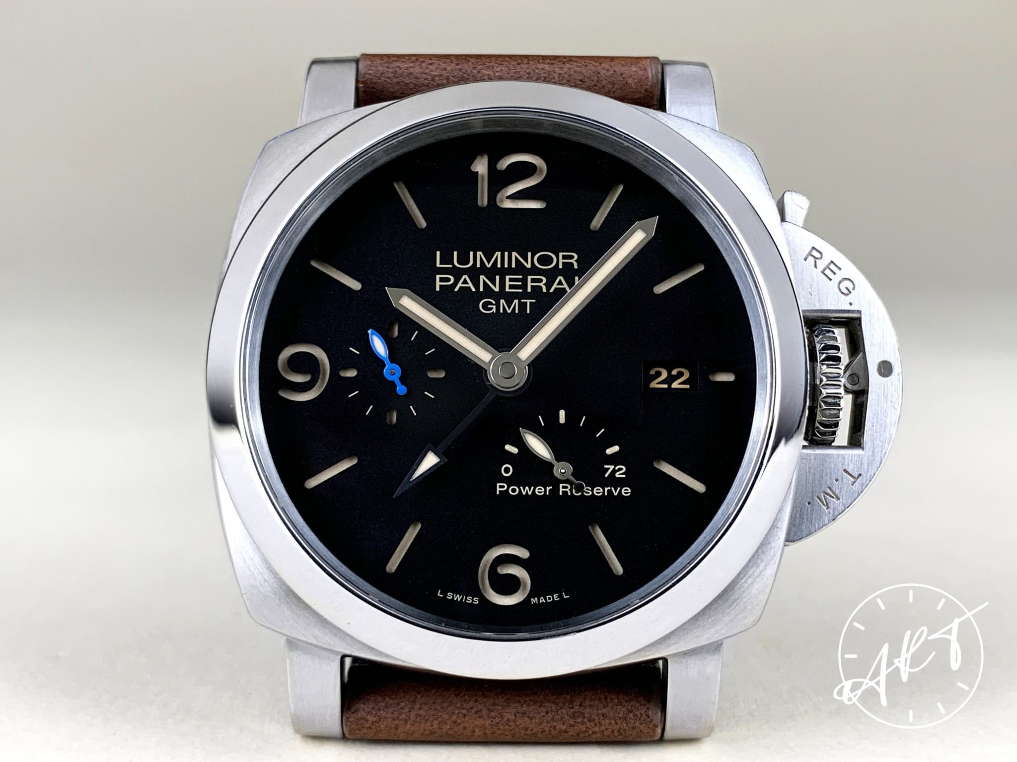 Panerai PAM 1321 Luminor 1950 3 Days GMT Black Dial SS Diver Watch PAM ART Watches