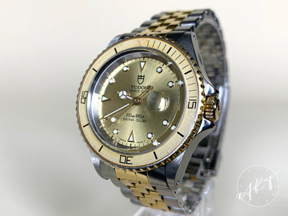 1987 Tudor Prince Date Mini-Sub Champagne Dial Two-Tone SS Diver Watch 94401