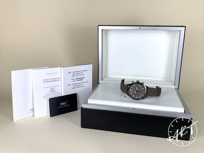 IWC Pilot Flyback Chrono Gray Dial Ceramic Auto Miramar Watch IW389002 w/ B&P