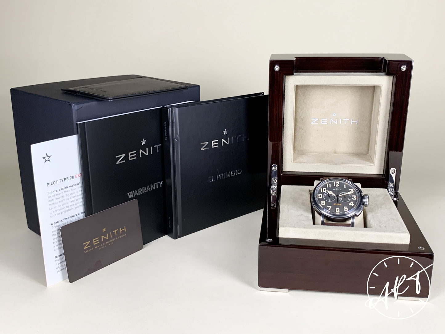 Zenith Pilot Type 20 El Primero Chrono Slate Gray Dial SS Auto Ton-Up Watch BP