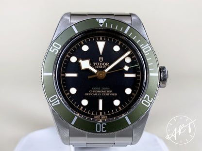 Tudor Black Bay Green Green Bezel Black Dial SS Harrods Ltd Diver Watch 79230G BP