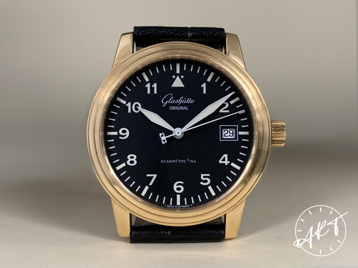 Glashütte Original Navigator Black Dial 18K Gold Pilot Watch *Less Than 30 Made*