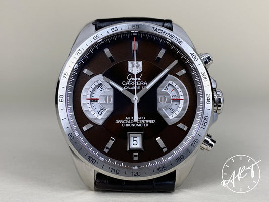 TAG Heuer Grand Carrera Cal 17 RS Chrono Chocolate Dial SS Auto Watch w/ B&P