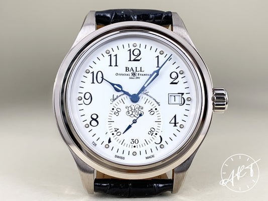 BALL Trainmaster White Dial 18K WG Auto 115 Pcs Ltd Field Watch NM1052D w/ B&P