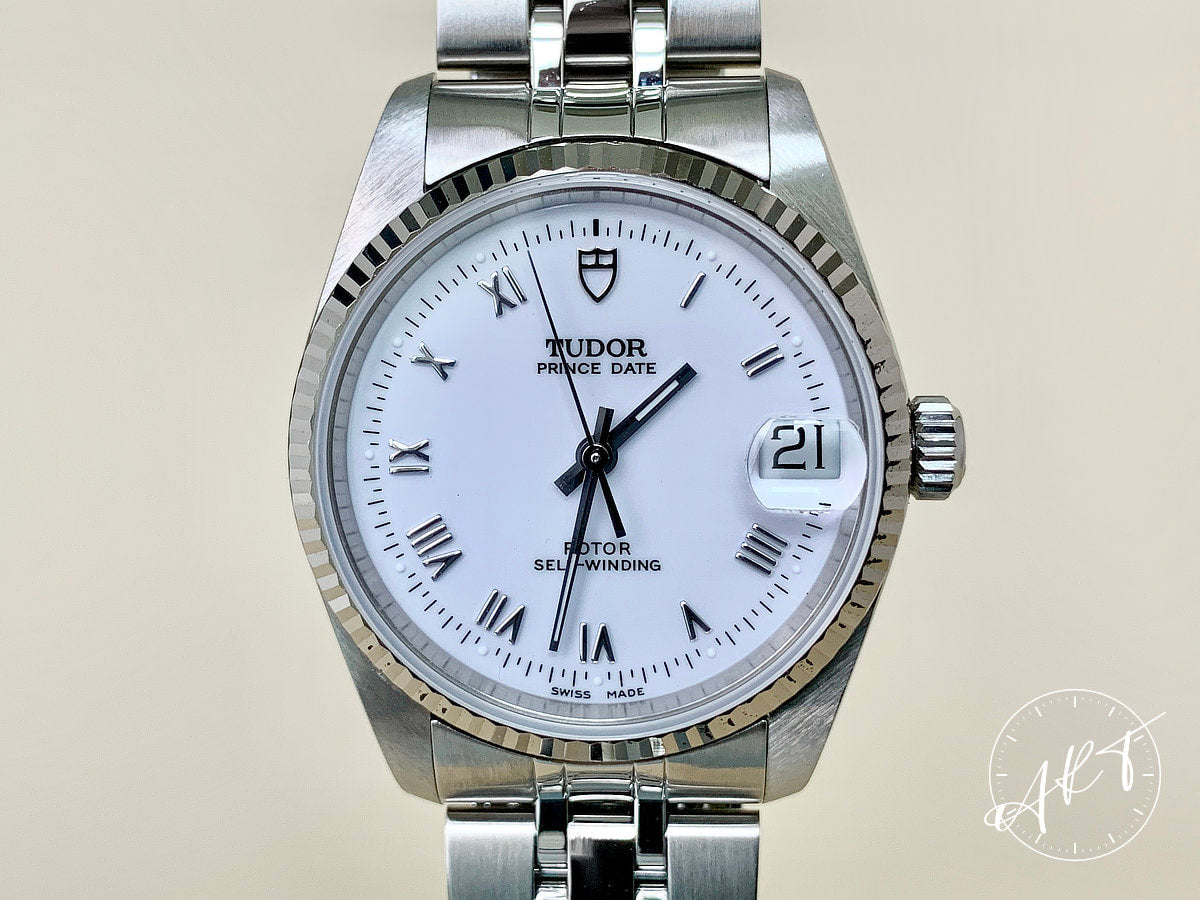 Tudor Prince Date Sapphire Crystal White Dial Stainless Steel Auto Watch 72034