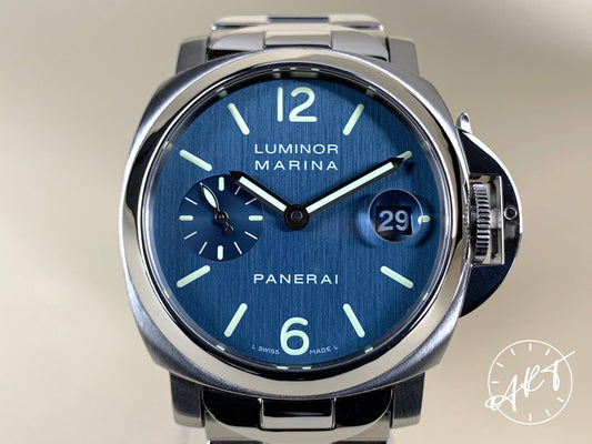 Panerai PAM 120 Luminor Marina Blue Dial SS Auto Diver Watch PAM00120 w/ B&P