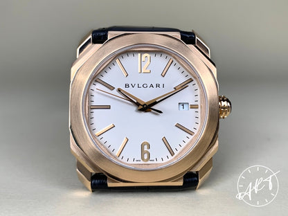 Bvlgari Octo Solotempo Silver Dial 18K Pink Gold Auto Watch 102119 in FULL SET