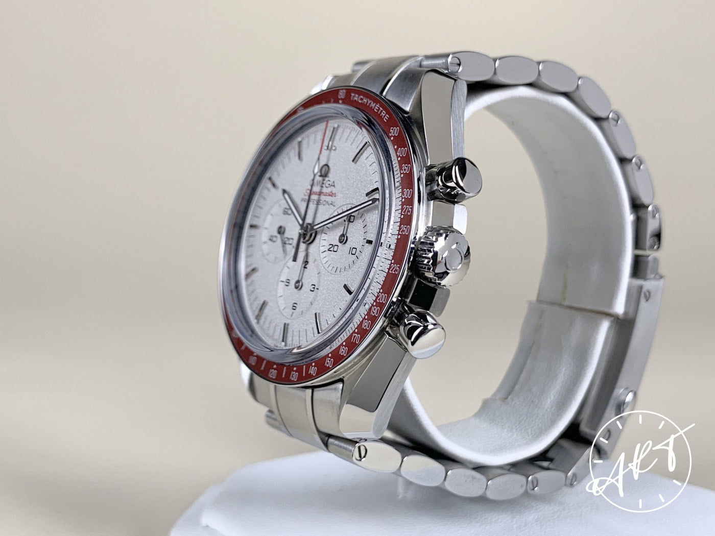 Omega Speedmaster Red Bezel Silver Dial 2020 Tokyo Olympic Rising Sun Ltd Watch BP