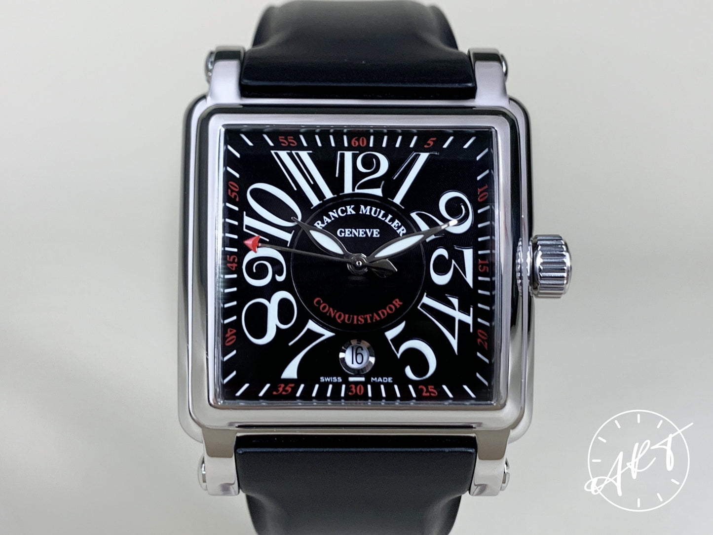 Franck Muller Conquistador Black Dial SS Auto Cortez Watch 10000 H SC w/ B&P