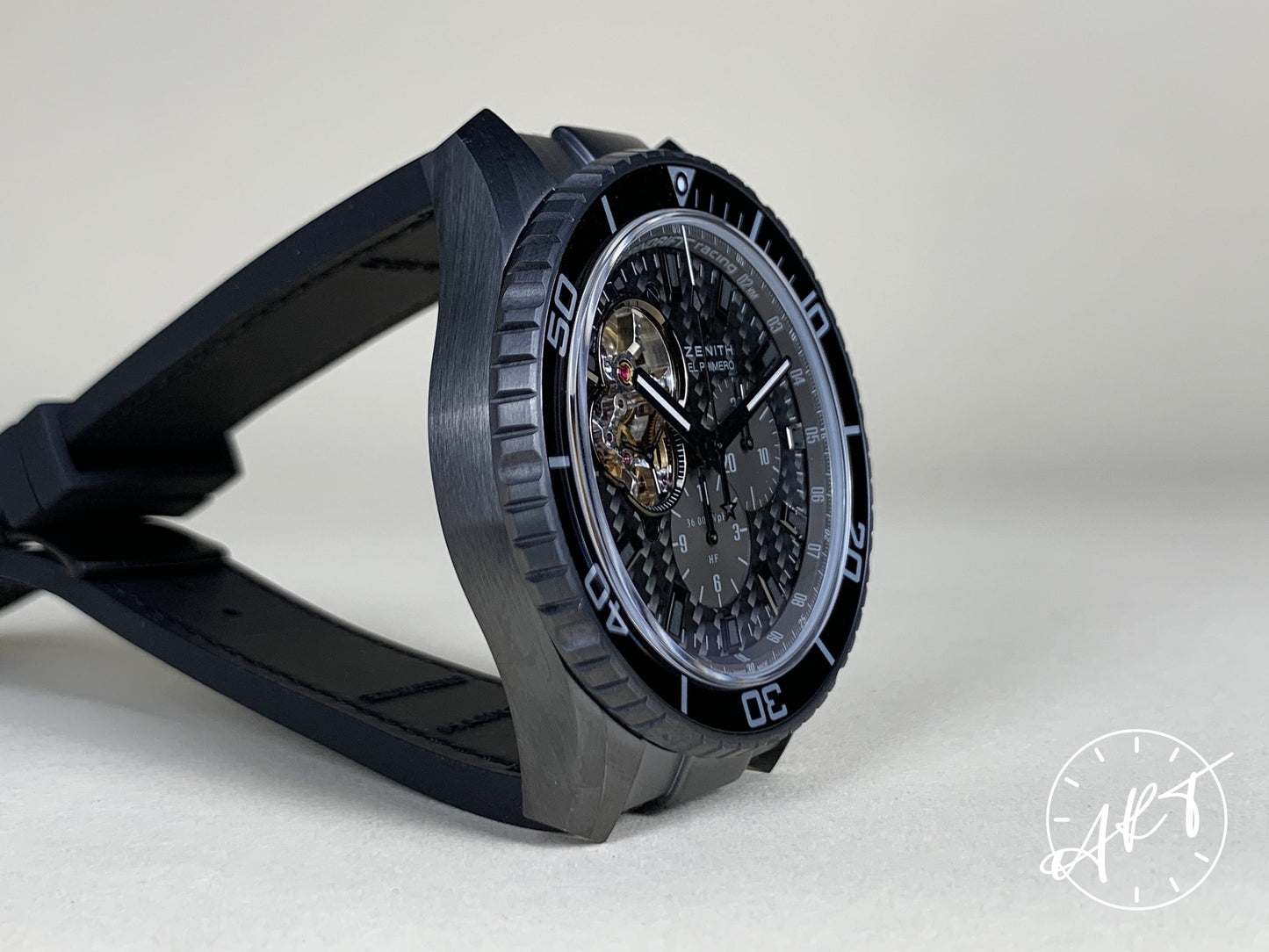 Zenith El Primero Stratos Carbon Fiber & Skeleton Dial Black PVD Spindrift Watch BP