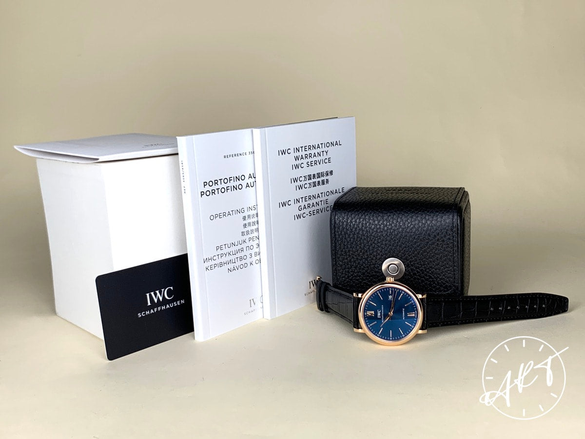 NEW IWC Portofino Blue Dial 18K Red Gold Automatic Watch IW356522 in FULL SET