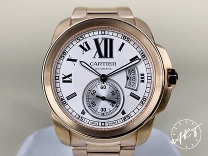 Cartier Cal. de Cartier Silver Dial RG 18K RG Auto Watch W7100018 w/ B&P