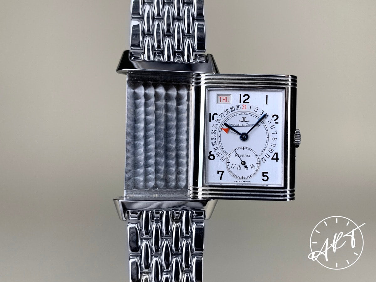 Jaeger-LeCoultre Reverso Grande Taille Day-Date White Dial SS Watch 270.8.36 BP