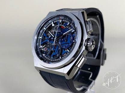 Zenith Defy 21 El Primero Blue Dial Titanium Auto Skeleton Watch in FULL SET