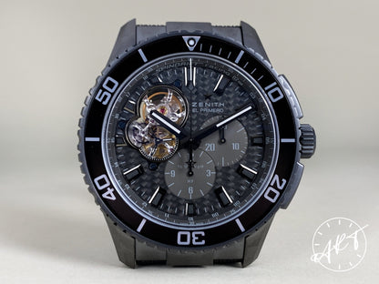 Zenith El Primero Stratos Carbon Fiber & Skeleton Dial Black PVD Spindrift Watch BP