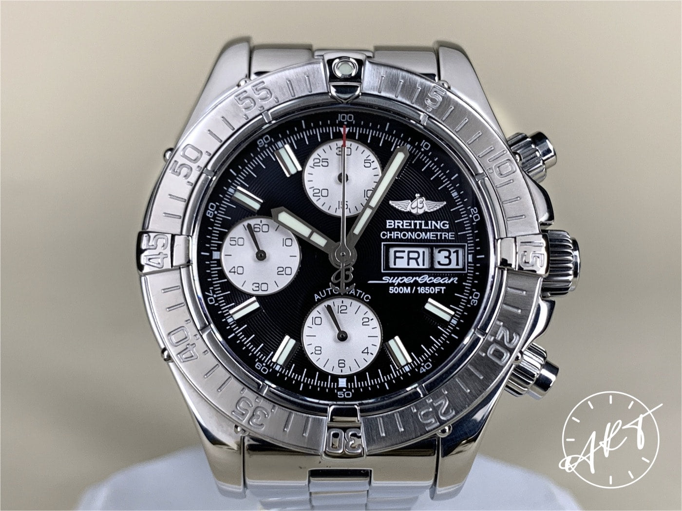 Breitling SuperOcean Day-Date Chrono Reverse Panda Dial SS Pilot Watch A13340