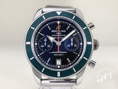 Breitling SuperOcean Heritage 44 Chrono Green Bezel SE Pilot Watch A23370 w/Box