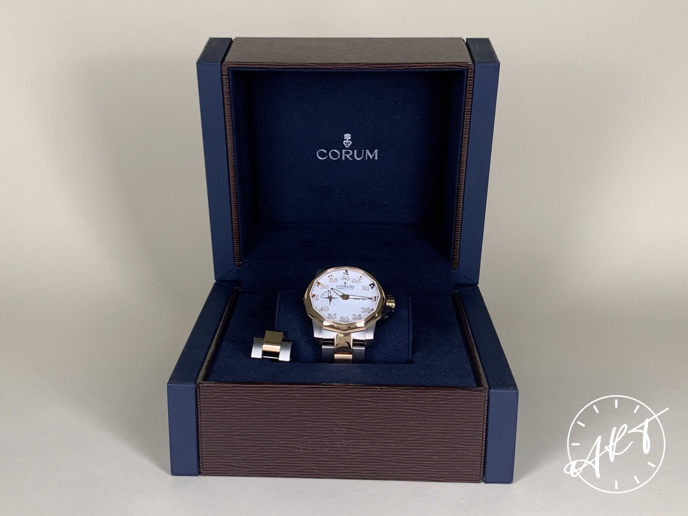 Corum Admiral's Cup Day-Date White Dial Two-Tone 18K RG & Titanium Watch w/ Box