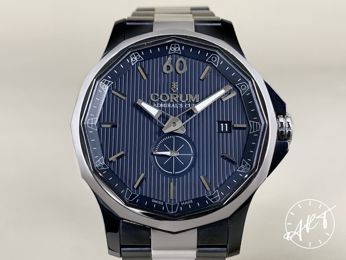 Corum Admiral's Cup Legend 42 Blue Dial Black PVD SS 300 Pcs Ltd Watch 01.0090 w/Box