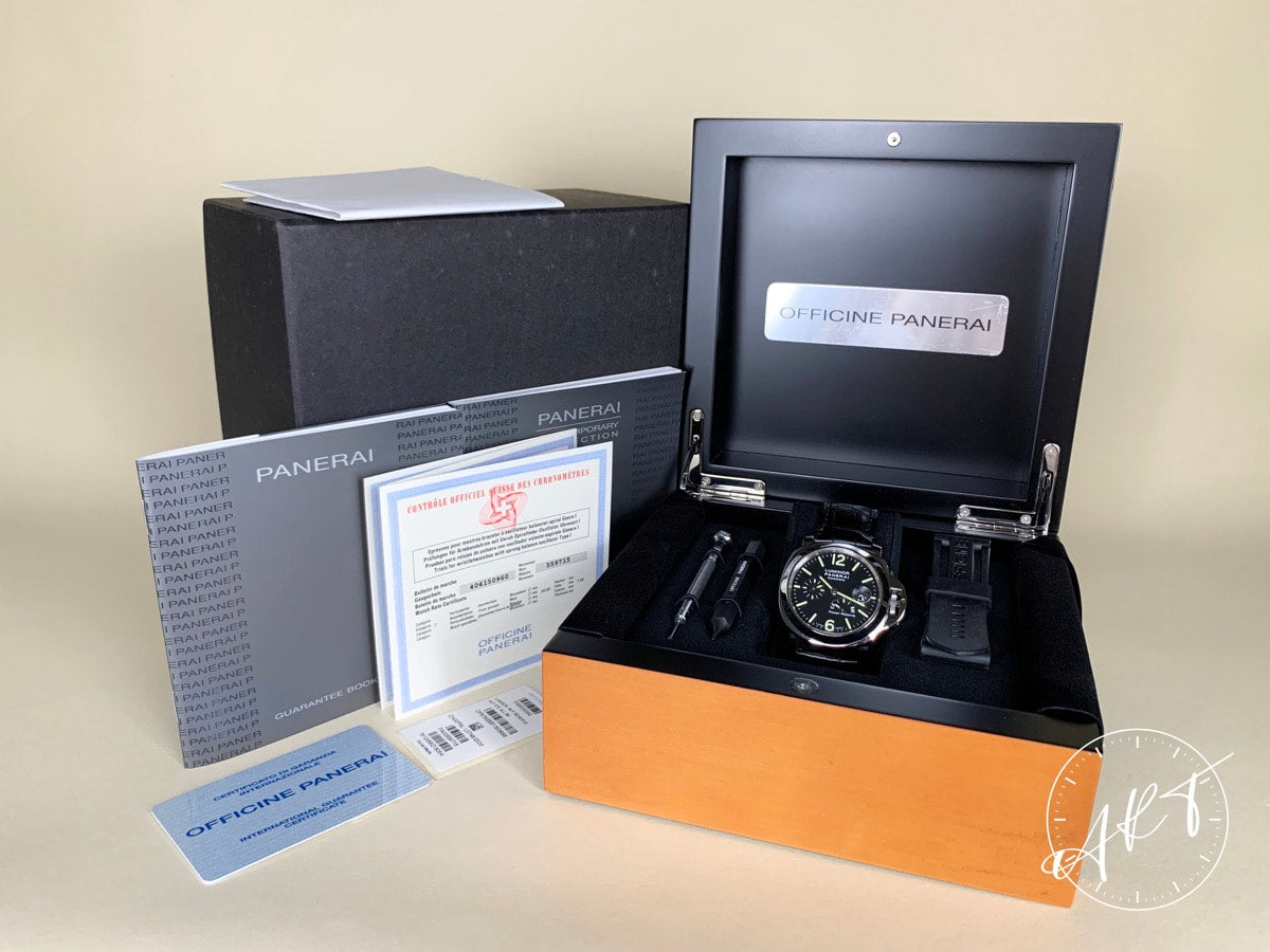 Panerai PAM 90 Luminor Power Reserve Black Dial Watch PAM00090 BP + Receipt