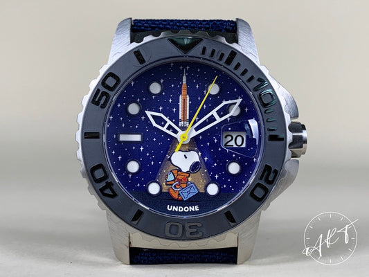 NEW Undone x Peanuts Snoopy NASA Moon Blue Dial SS Auto 20 Pcs Ltd Watch w/ B&P