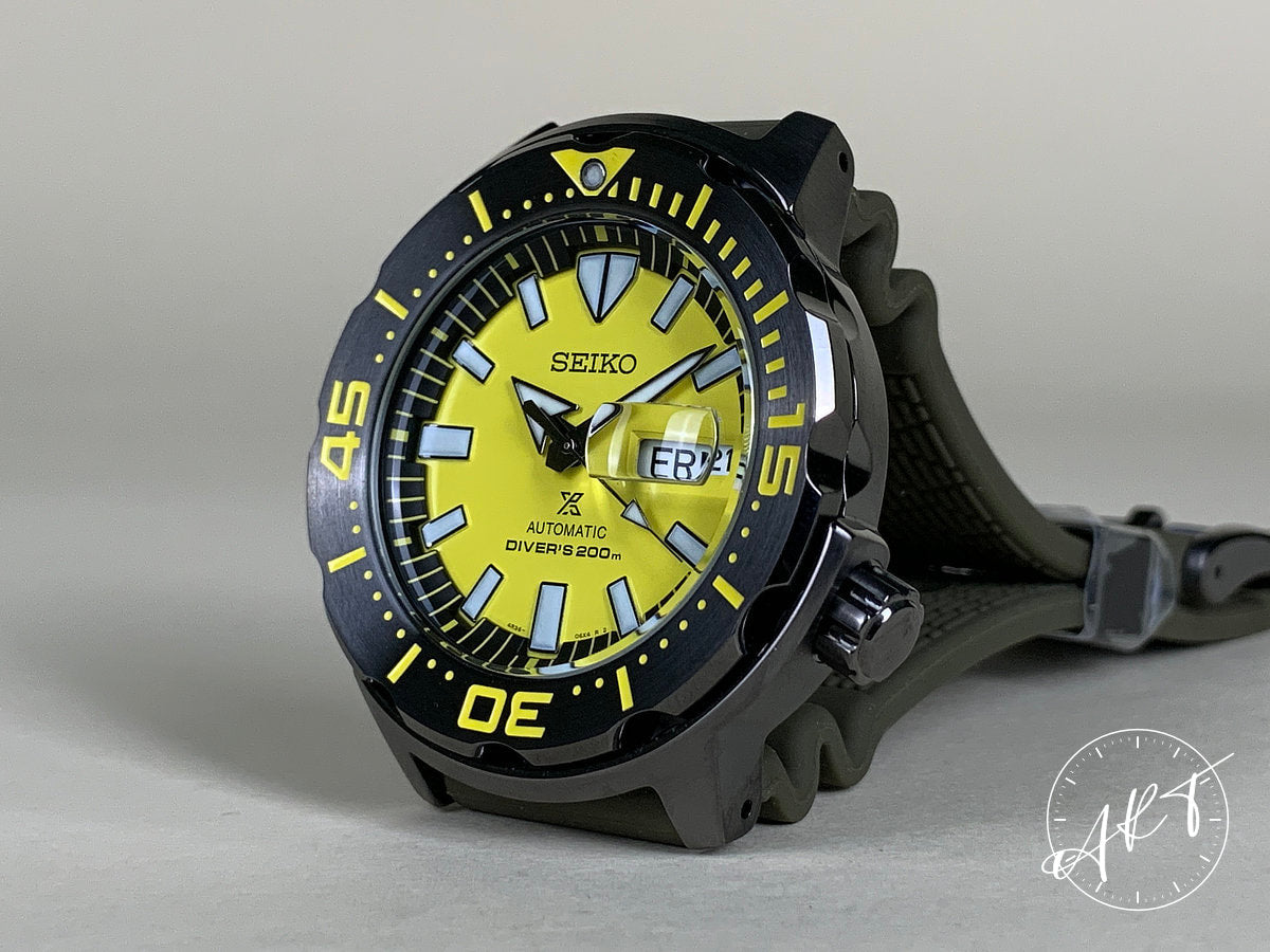 NEW Seiko Prospex Monster Yellow Dial Asia Special Ltd Watch SRPF35K1 BP