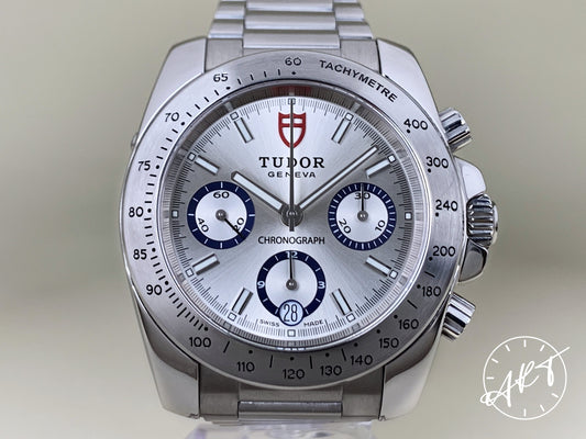 Tudor Sport Chronograph Silver Dial Stainless Steel Auto Watch 20300 in FULL SET