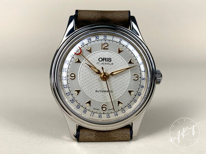 Vintage Oris 7403-40B Pointer Date Silver Dial Stainless Steel Automatic Watch