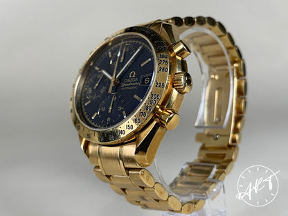 Omega Speedmaster Date Black Dial 18K Gold Auto Pilot Watch 3113.53.00 w/ B&P