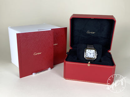 Cartier Santos de Cartier Gold Bezel Silver Dial 18K Gold & SS Watch W2SA0006 BP