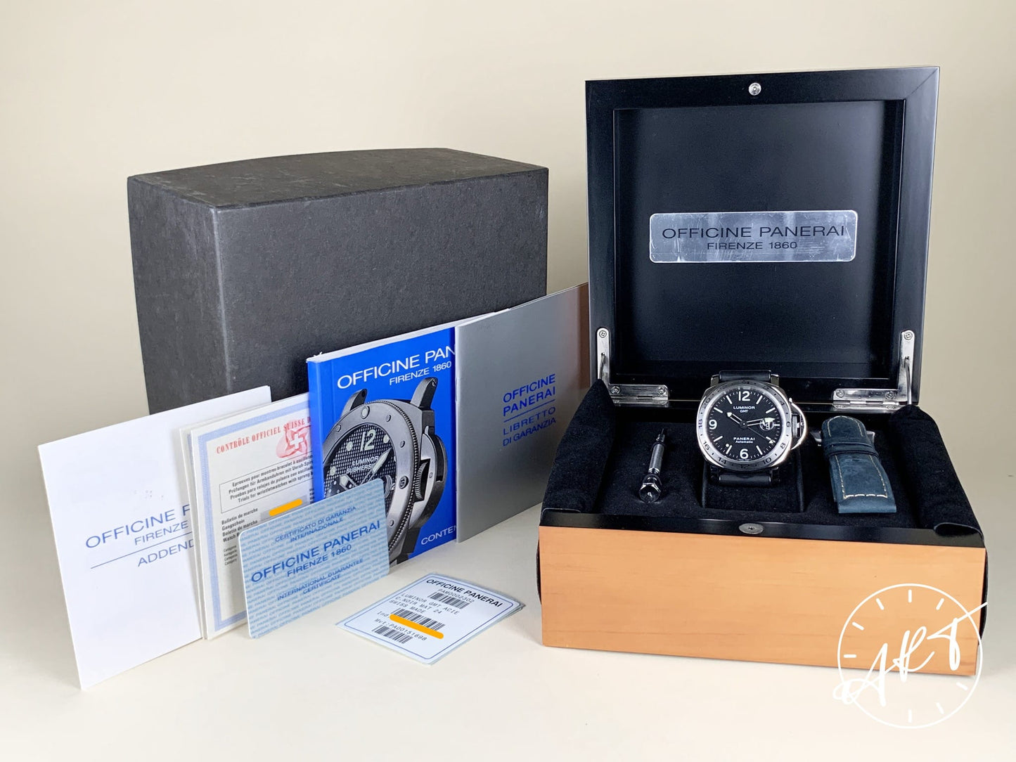 Panerai PAM 23 Luminor GMT B Serial Black Dial SS Auto Diver Watch PAM00023 BP