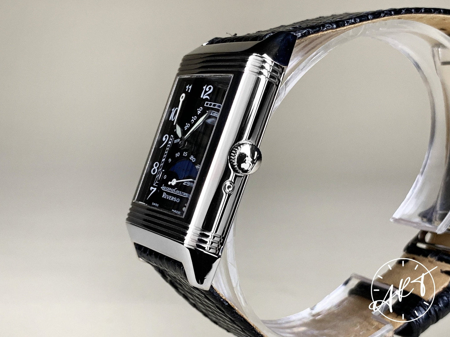 Jaeger-LeCoultre Reverso Grande Moonphase Day/Night Black Dial 18K WG Watch Q2753470 BP