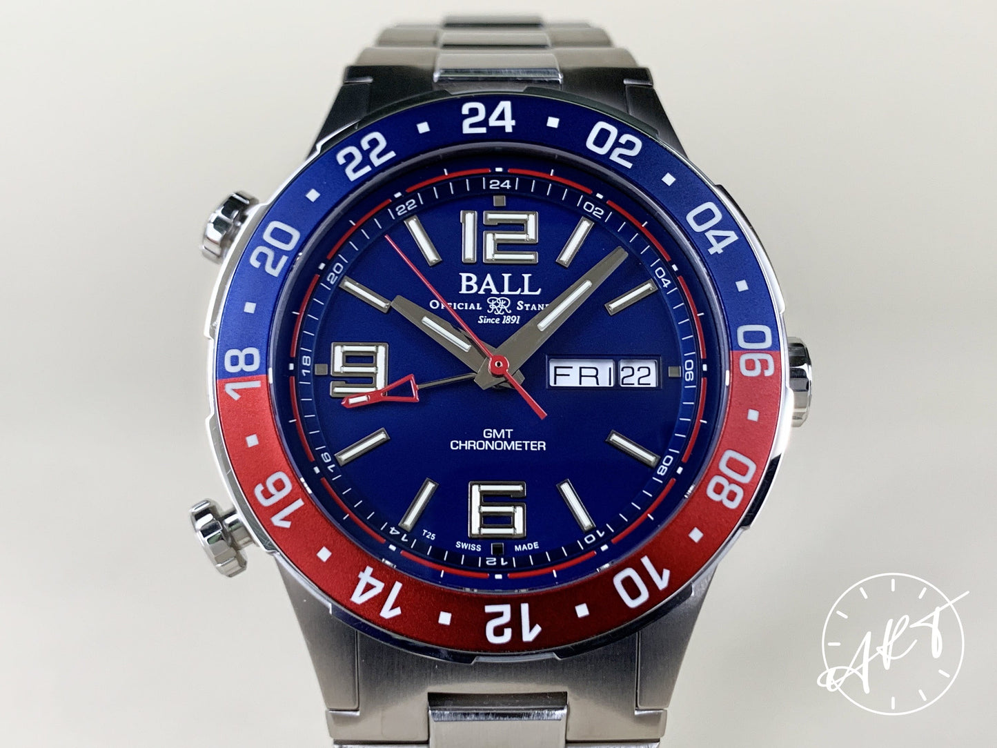 BALL Roadmaster Marine Day-Date GMT Blue Dial “Pepsi” Diver Watch DG3030B BP