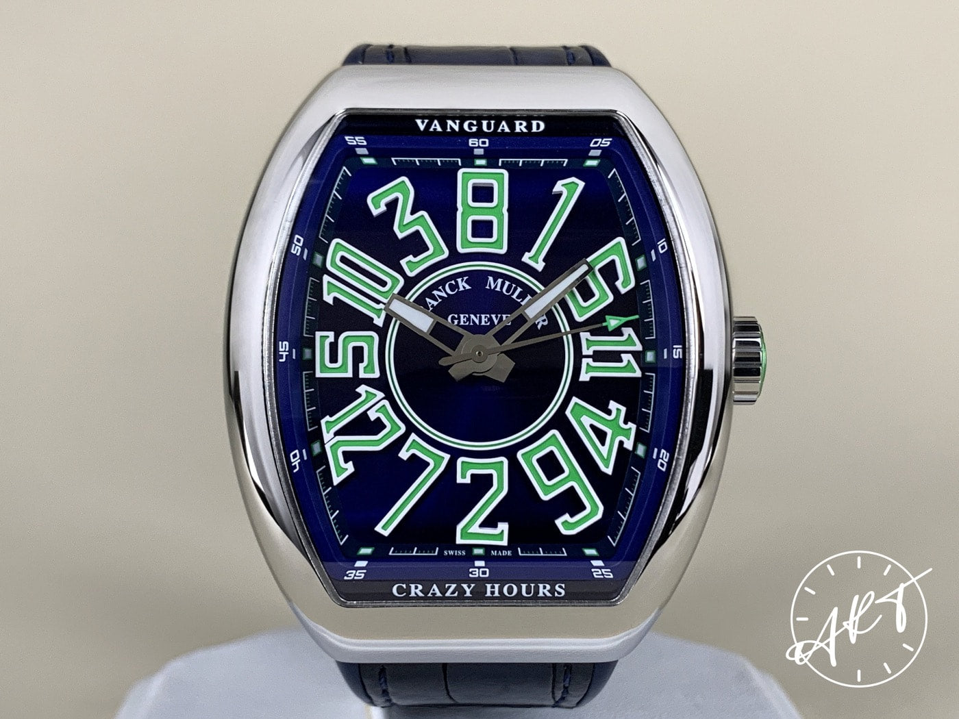 Franck Muller Vanguard Crazy Hours Blue Dial SS Auto Asia Ltd Watch V45 w/ B&P