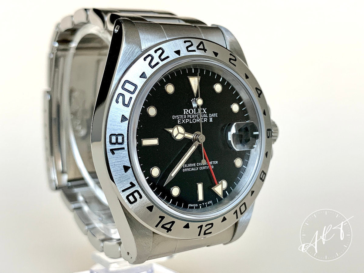 1995 Rolex Explorer II Black Dial Lume Matching Patina SS Field Watch 16570 BP