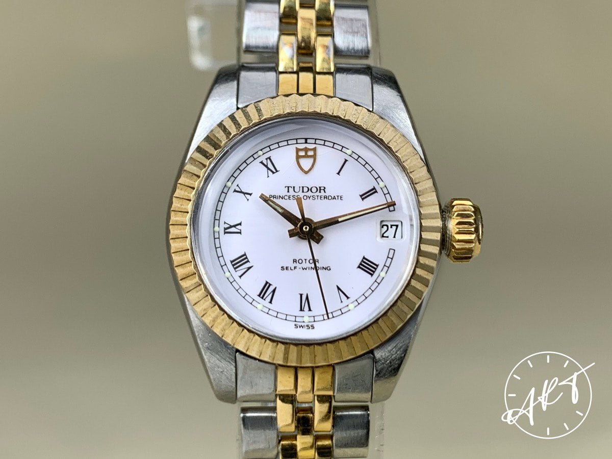 1991 Tudor Princess Oysterdate White Dial Gold Plated & SS Ladies Watch 92313